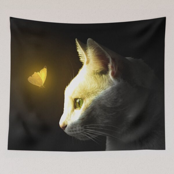 Item preview, Glowing butterfly and cat designed and sold by Statim.