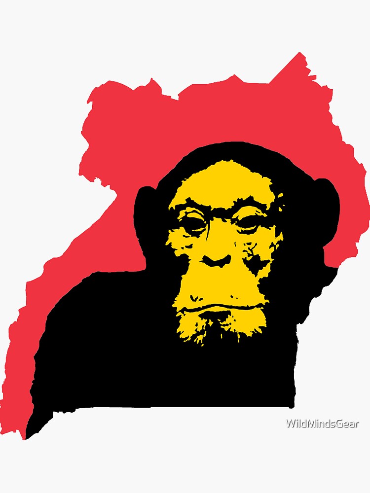 Thumbnail 3 of 3, Sticker, Uganda Chimpanzee designed and sold by WildMindsGear.
