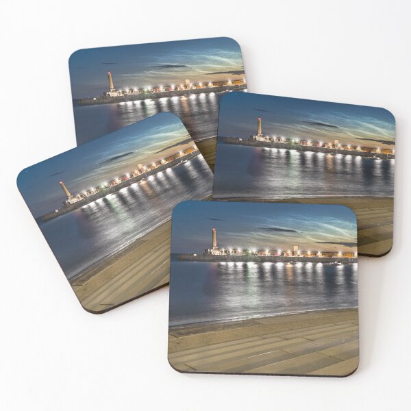 Item preview, Margate Harbour Lighthouse noctilucent clouds at night designed and sold by rogerstanger.