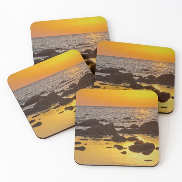 Item preview, Sunset Gold en una playa rocosa designed and sold by Gerda Grice Photography.