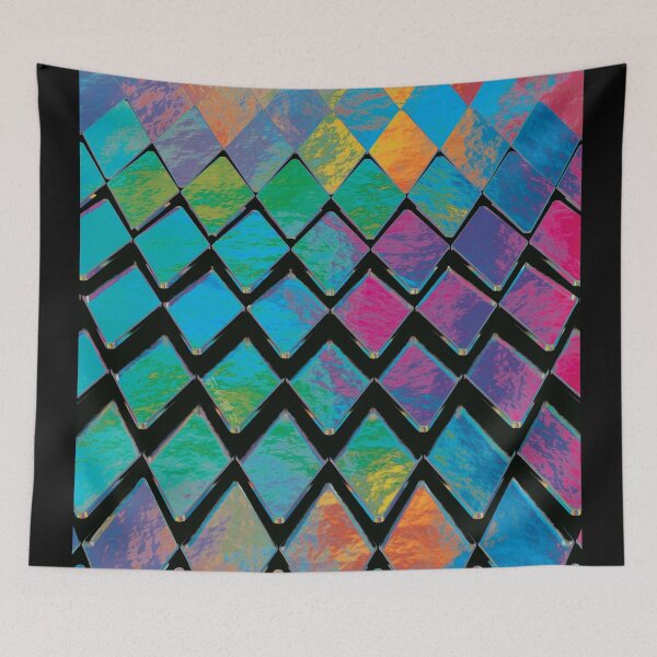 Item preview, Wave of Colored Metallic Rhombuses - blue designed and sold by hiki-komori.