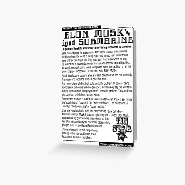 Elon Musk's ipod Submarine Greeting Card