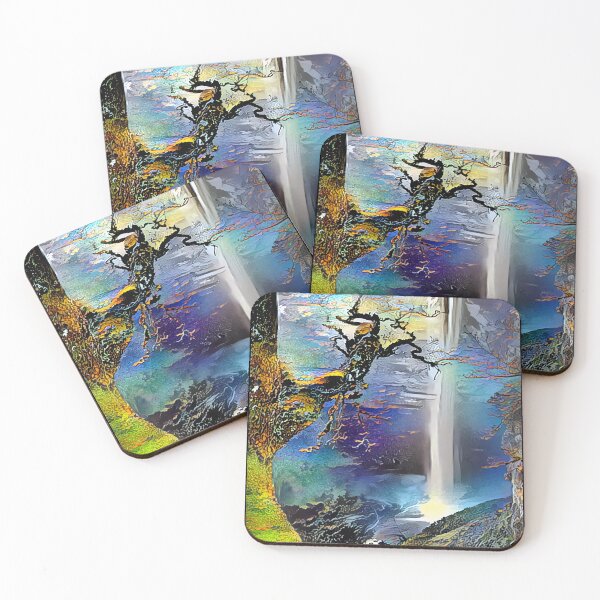 Item preview, Moonlight Waterfall. Fantasy Landscape designed and sold by ArtlyStudio.