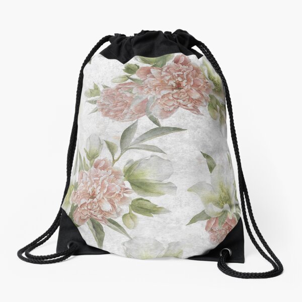 Vintage Flower Drawstring Bag