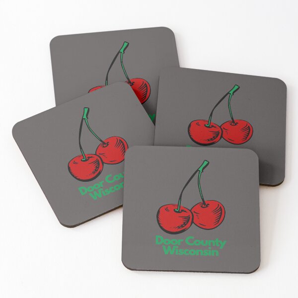 Item preview, Door County Wisconsin Pop Art Cherry Cherries Sticker Camping Outdoors RVing Hiking Graphic Drawing Design Lake Michigan Travel Vacation Camping designed and sold by fineartprints1.
