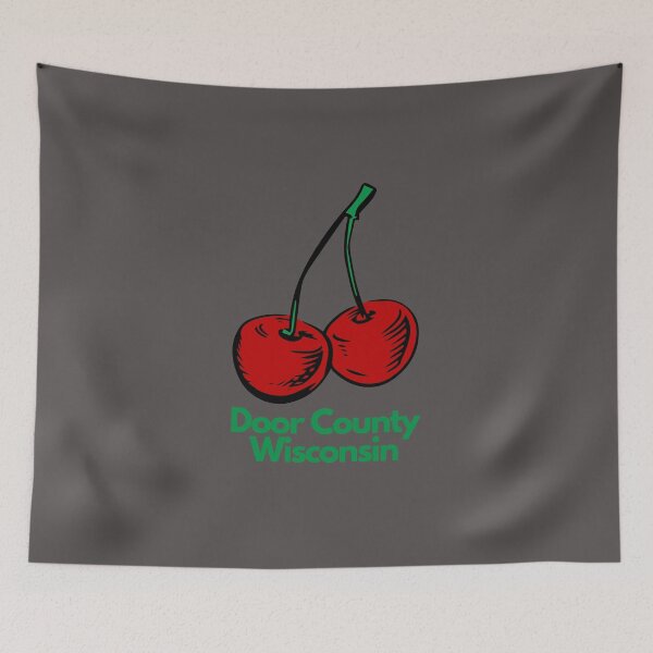 Item preview, Door County Wisconsin Pop Art Cherry Cherries Sticker Camping Outdoors RVing Hiking Graphic Drawing Design Lake Michigan Travel Vacation Camping designed and sold by fineartprints1.