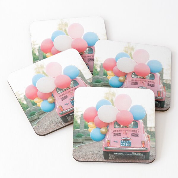 Item preview, Pink Classic Car With Balloons | Celebration & Birthday Colorful Photo Print designed and sold by youriclaessens.
