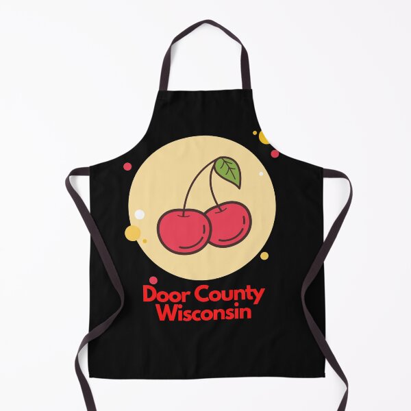 Item preview, Door County Wisconsin Cherry Cherries Sticker Camping Outdoors RVing Hiking Graphic Drawing Design Lake Michigan Travel Vacation Camping Red Tan designed and sold by fineartprints1.