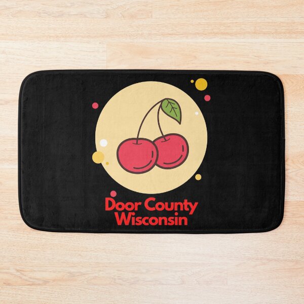 Item preview, Door County Wisconsin Cherry Cherries Sticker Camping Outdoors RVing Hiking Graphic Drawing Design Lake Michigan Travel Vacation Camping Red Tan designed and sold by fineartprints1.