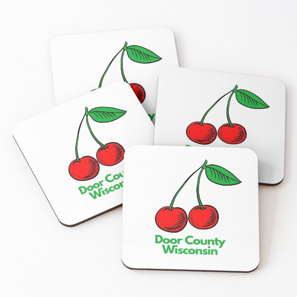 Item preview, Door County Wisconsin Pop Art Cherry Cherries Sticker Camping Outdoors RVing Hiking Graphic Drawing Design Lake Michigan Travel Vacation Version 4 designed and sold by fineartprints1.