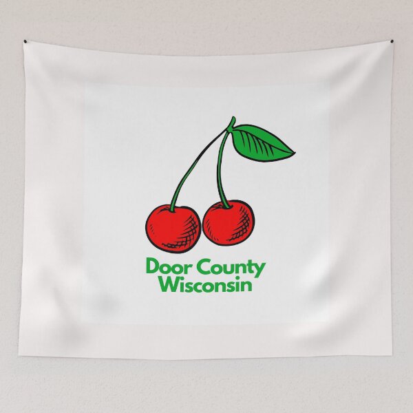 Item preview, Door County Wisconsin Pop Art Cherry Cherries Sticker Camping Outdoors RVing Hiking Graphic Drawing Design Lake Michigan Travel Vacation Version 4 designed and sold by fineartprints1.