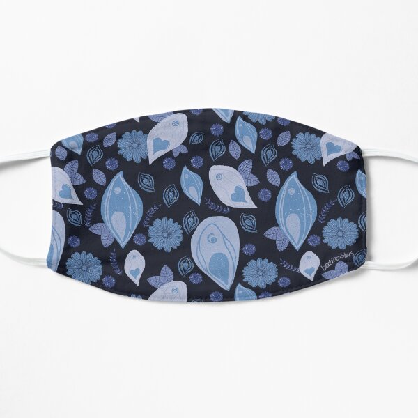 blue vulva flower pattern Flat Mask