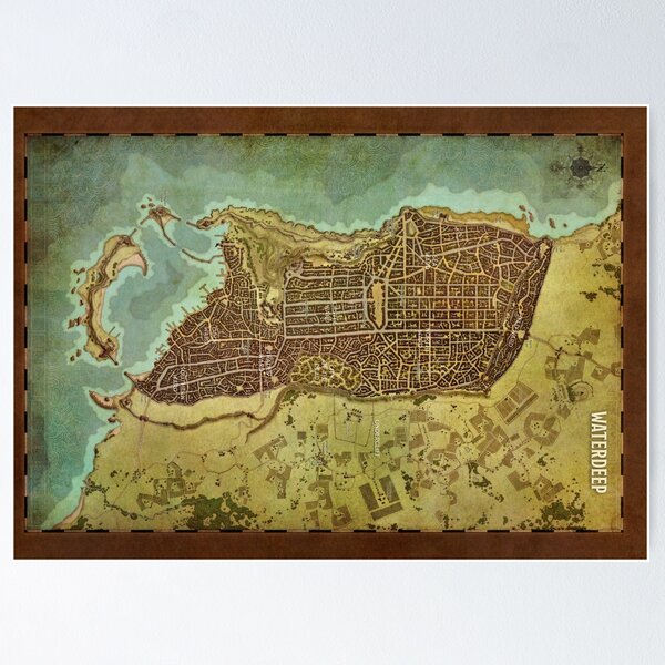 Item preview, Waterdeep map sideways (for tapestries etc.) designed and sold by wolfofthenorth.