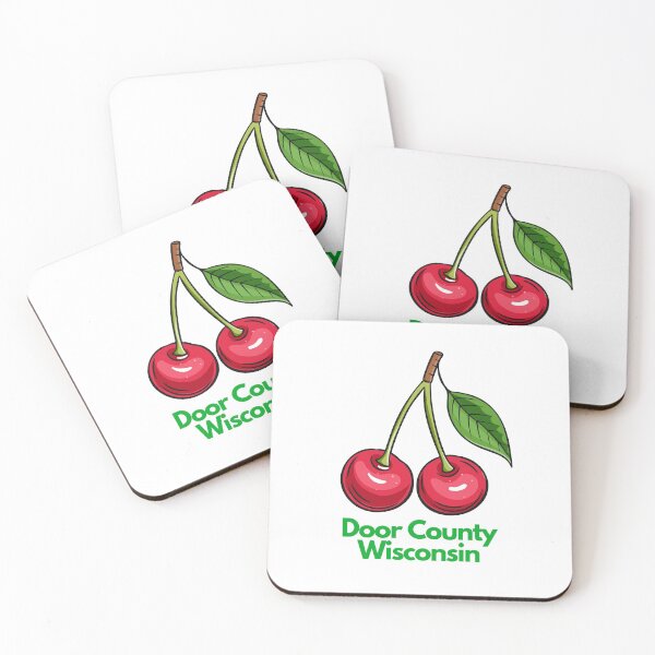 Item preview, Door County Wisconsin Pop Art Cherry Cherries Sticker Camping Outdoors RVing Hiking Graphic Drawing Design Lake Michigan Travel Vacation Version 5 designed and sold by fineartprints1.