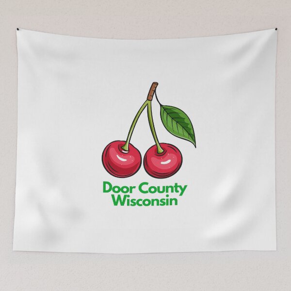 Item preview, Door County Wisconsin Pop Art Cherry Cherries Sticker Camping Outdoors RVing Hiking Graphic Drawing Design Lake Michigan Travel Vacation Version 5 designed and sold by fineartprints1.