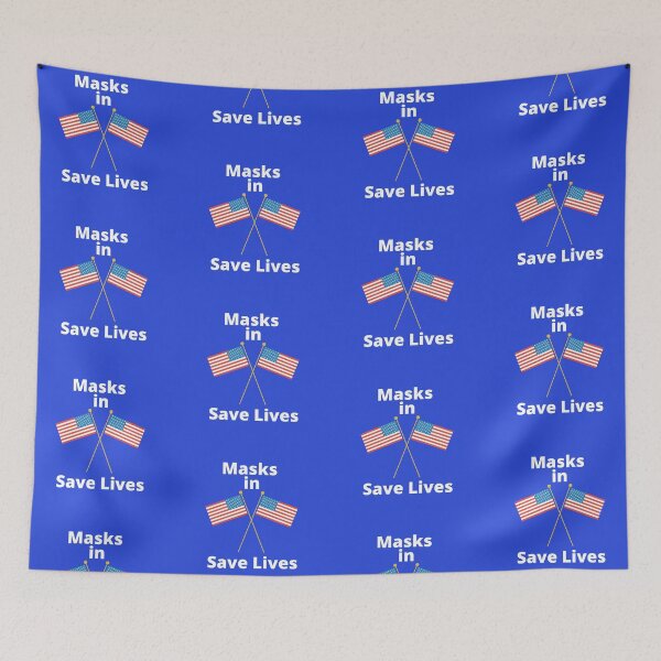 Item preview, Mask in USA Save Lives with the Dark Blue Background designed and sold by Vero De.