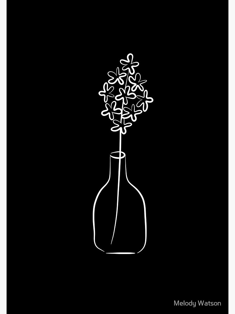 Minimalist Flower Line Drawing in Black - Hyacinth in Vase Spiral