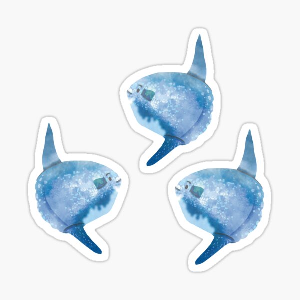 Vista previa del artículo con la obra «Linda acuarela Mola Mola Sunfish - Azul», diseñado y vendido por TheRainbowRoom.