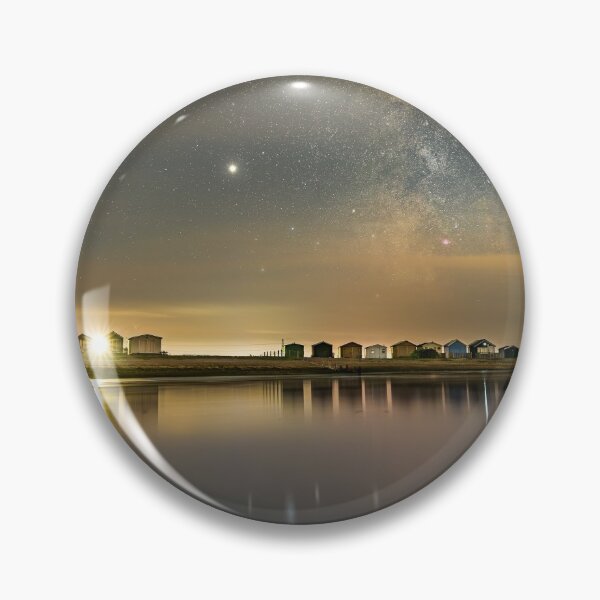 Item preview, Whitstable Seasalter beach huts at night under Milky way designed and sold by rogerstanger.