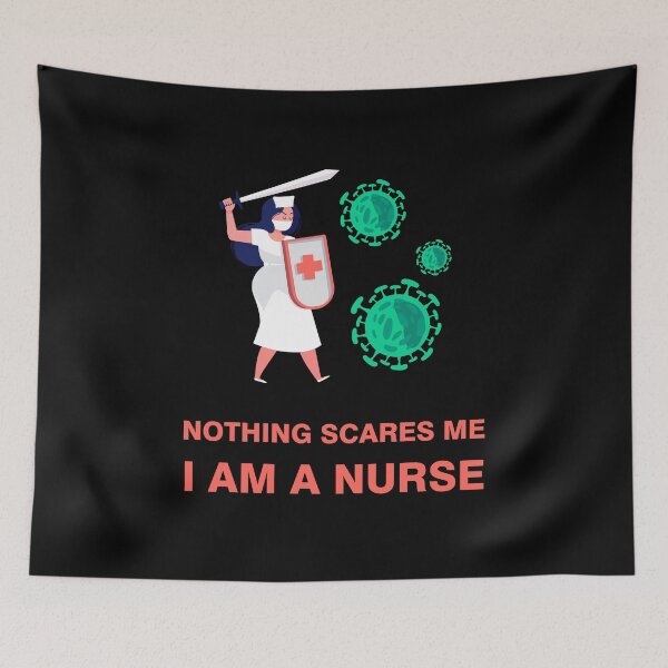 Item preview,  Nothing scares me i am a nurse light text, nurse holding sword and shield fighting coronavirus , birthday gift, nurses day designed and sold by SGS-.