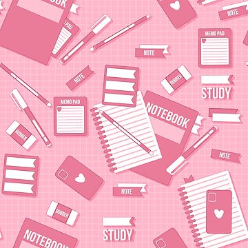 The lavender study mess with school supplies (pink) Sticker for Sale by  AnGoArt