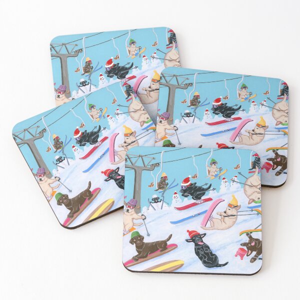 Item preview, Winter Fun Christmas Skiing Labradors designed and sold by HappyLabradors.