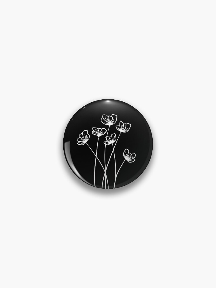 Floral Line Art Drawing in Black - Long Stem Flowers Pin for Sale by  Melody Watson