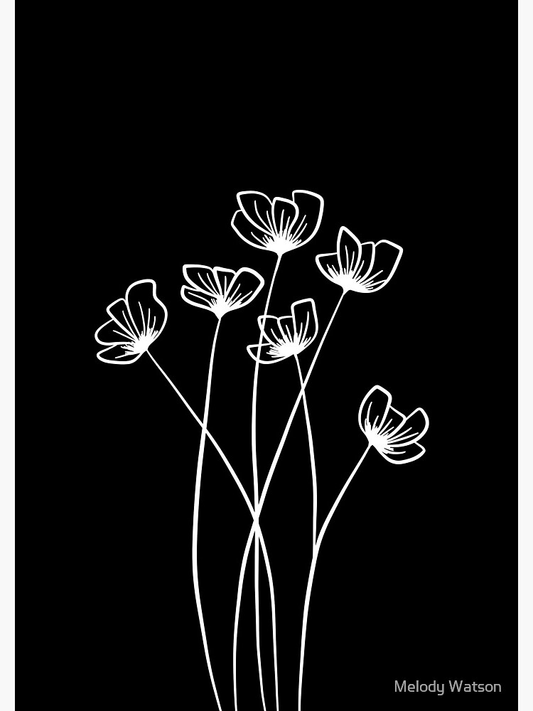 Simple Line Art Drawings of Flowers in Black and White Spiral Notebook for  Sale by Melody Watson