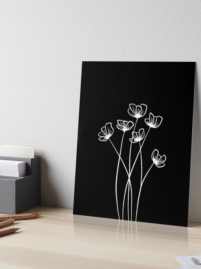 Floral Line Art Drawing in Black - Long Stem Flowers Pin for Sale by  Melody Watson