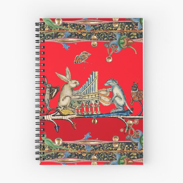 Item preview, WEIRD MEDIEVAL BESTIARY MAKING MUSIC,White Rabbit And Dog Playing Organ, Harpist Hare, Snail Cat in Red designed and sold by BulganLumini.