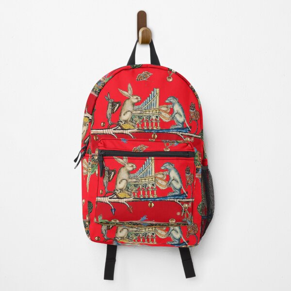 Item preview, WEIRD MEDIEVAL BESTIARY MAKING MUSIC,White Rabbit And Dog Playing Organ, Harpist Hare, Snail Cat in Red designed and sold by BulganLumini.