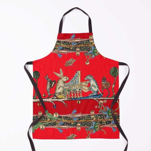 Item preview, WEIRD MEDIEVAL BESTIARY MAKING MUSIC,White Rabbit And Dog Playing Organ, Harpist Hare, Snail Cat in Red designed and sold by BulganLumini.