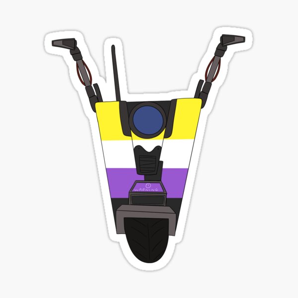 Vista previa del artículo con la obra «Borderlands Non Binary Pride Claptrap», diseñado y vendido por CaptainShivers.