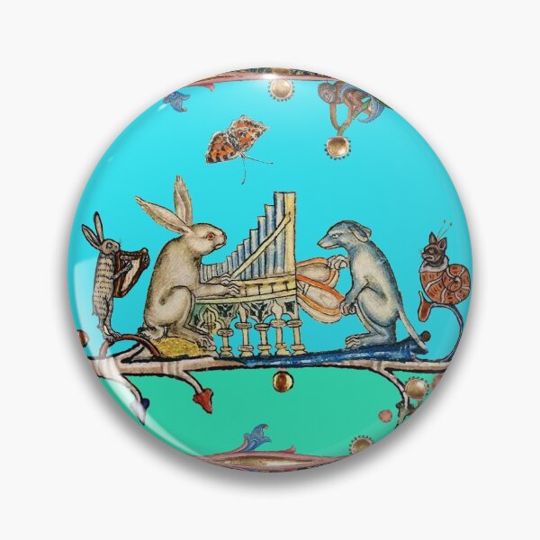 Item preview, WEIRD MEDIEVAL BESTIARY MAKING MUSIC,White Rabbit And Dog Playing Organ, Harpist Hare, Snail Cat in Blue designed and sold by BulganLumini.