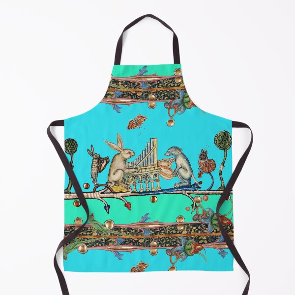 Item preview, WEIRD MEDIEVAL BESTIARY MAKING MUSIC,White Rabbit And Dog Playing Organ, Harpist Hare, Snail Cat in Blue designed and sold by BulganLumini.