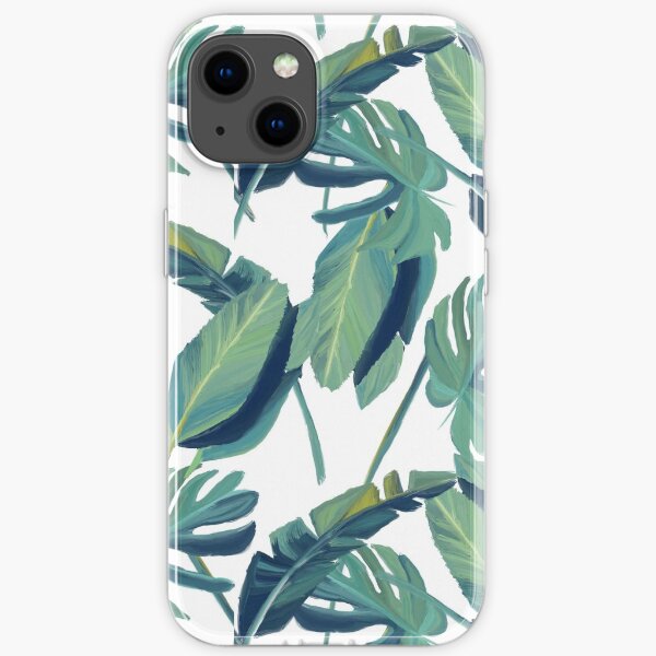 Tropical flora palm leaves watercolor flat design. iPhone or Samsung phone Case & Cover iPhone Soft Case