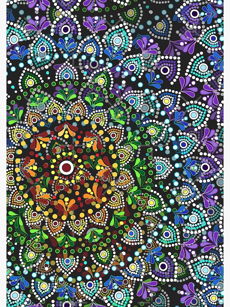 Rainbow Spiral Dot Mandala Pattern 