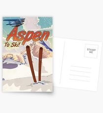 Aspen USA Vintage ski travel poster. Postcards