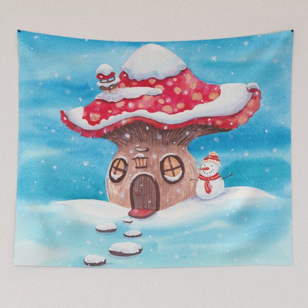 Item preview, Winter Mashroom House with Snowman designed and sold by Emiliya Yaneva.