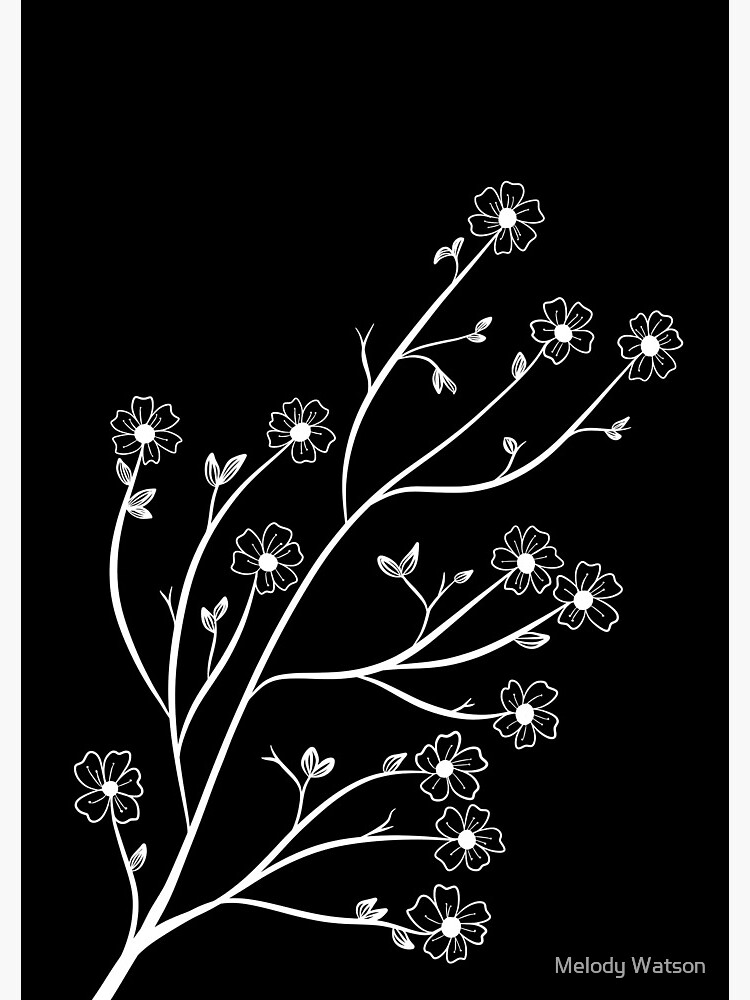 Simple Line Art Drawings of Flowers in Black and White Spiral Notebook for  Sale by Melody Watson
