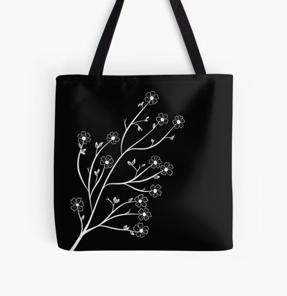 Black Floral Drawing Tote Bag Simple Modern Functional -  Norway