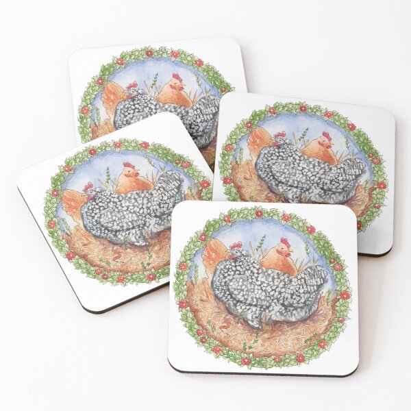 Item preview, Hens Sitting Watercolor Illustration designed and sold by eleary.