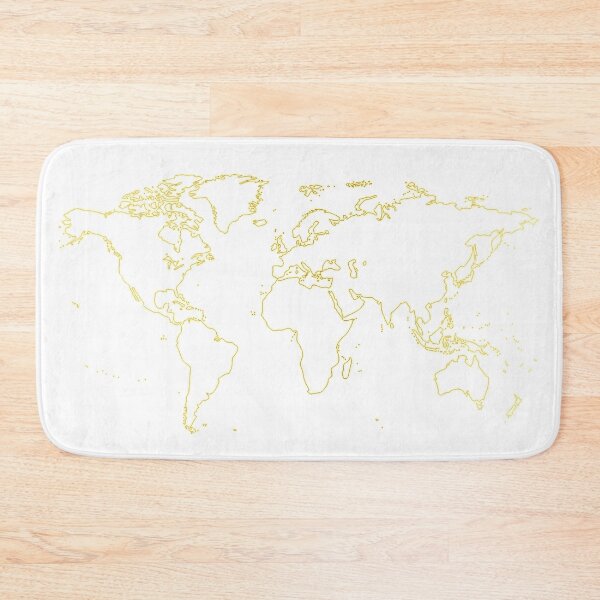 Item preview, Golden Outline of world map on white background  designed and sold by mashmosh.