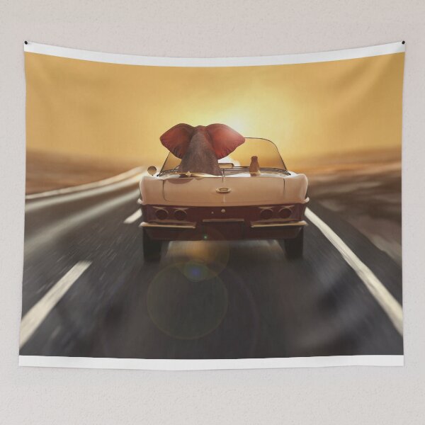 Item preview, elephant and dog travel by car designed and sold by Mike Kiev art.