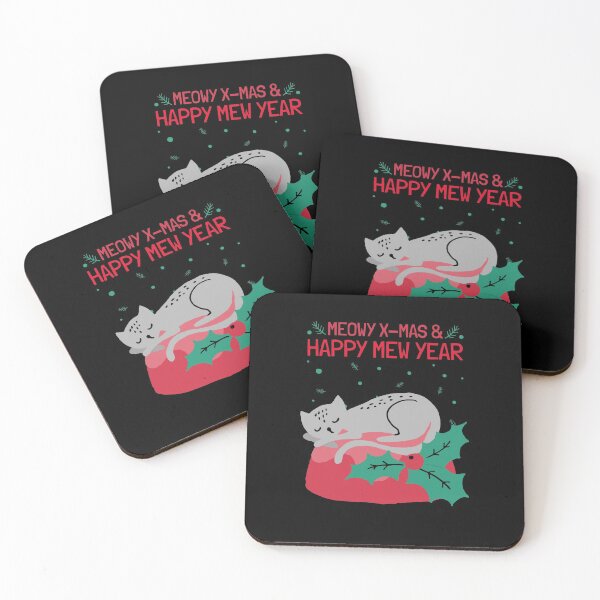 Artikelvorschau, Meowy Weihnachten und Happy Mew Year Frohe Weihnachten Frohes Neues Jahr süße Katze entworfen und verkauft von RKSDesigns.