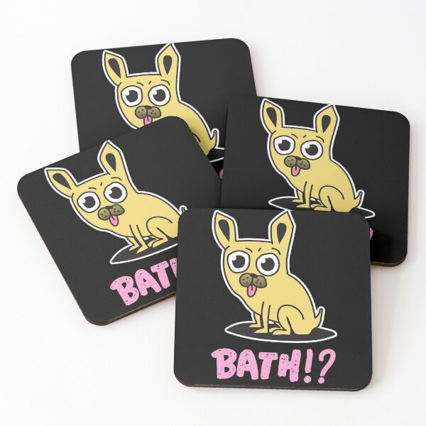 Item preview, Bath!? Anxious Pug, eyes wide open. Funny cartoon. designed and sold by JellyBeenzz.