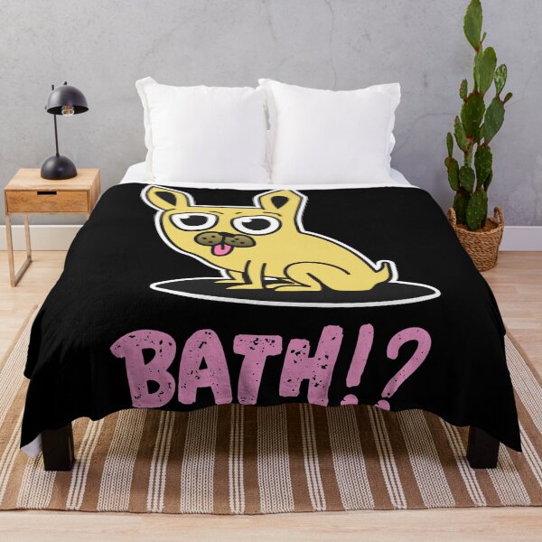 Item preview, Bath!? Anxious Pug, eyes wide open. Funny cartoon. designed and sold by JellyBeenzz.