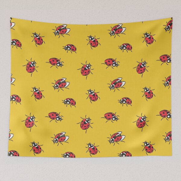 Item preview, Red ladybugs pattern yellow designed and sold by AleksOrel.