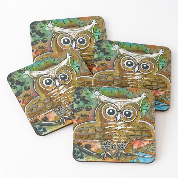 Item preview, Cute golden baby owl sitting on a branch designed and sold by helsnissinen.