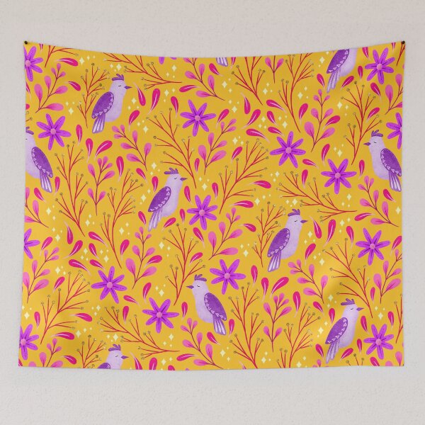 Item preview, Folk Art Birds | Orange Palette designed and sold by RebeccaFlaherty.